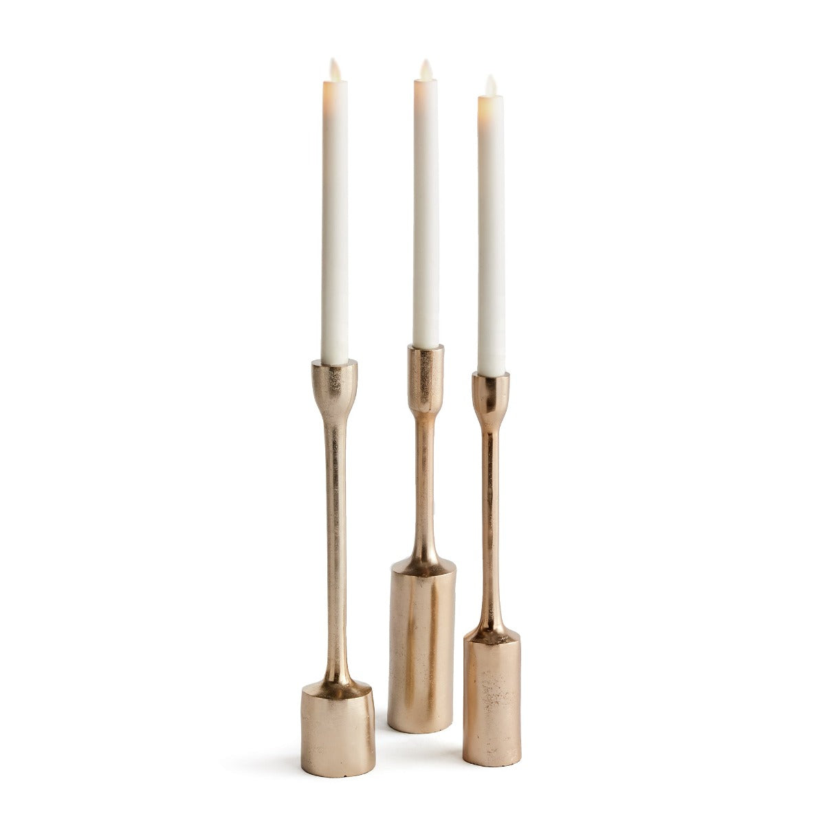 Champagne Luminaries: Elegant Gold Candleholder Set"