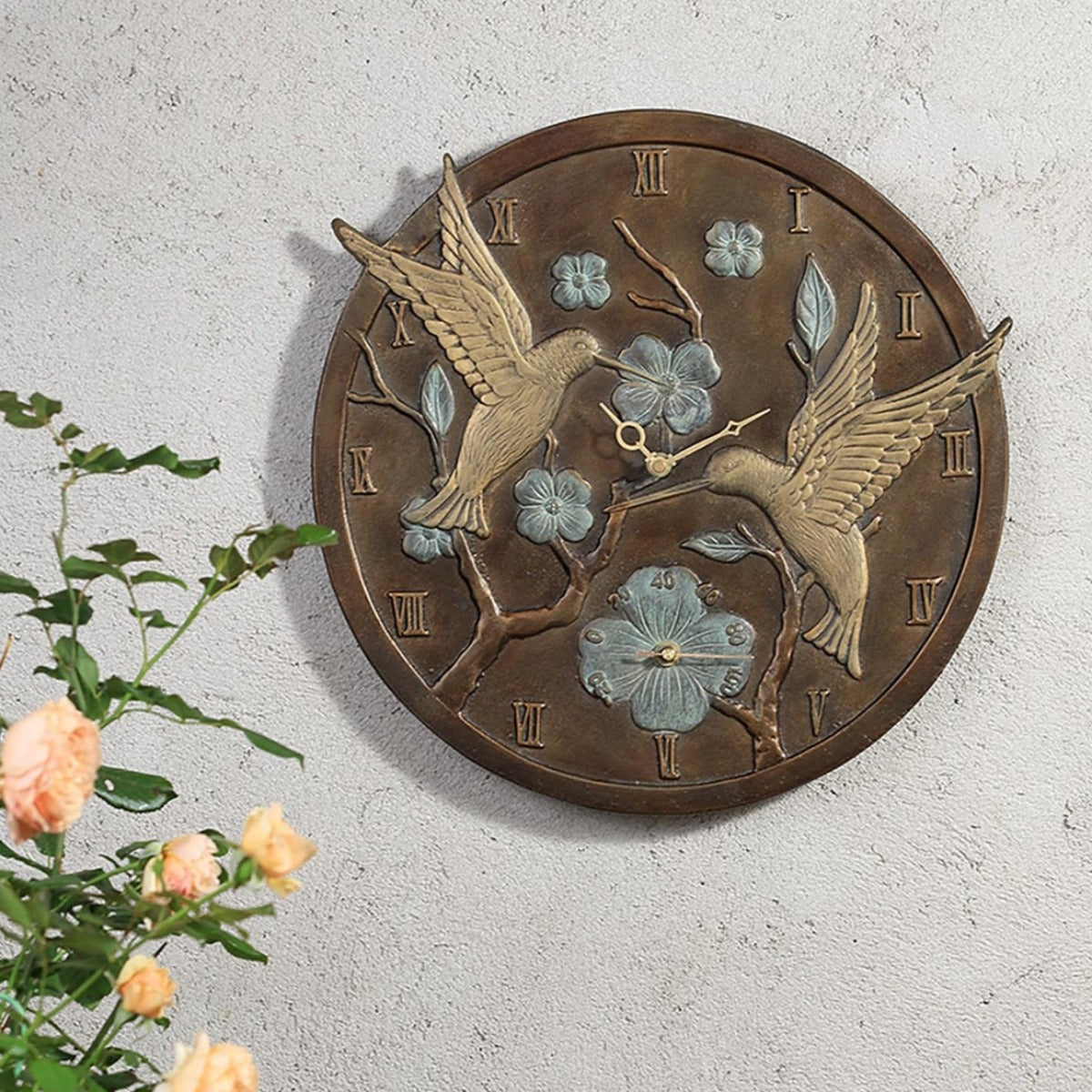 Hummingbird Outdoor Thermometer Metal Wall Art