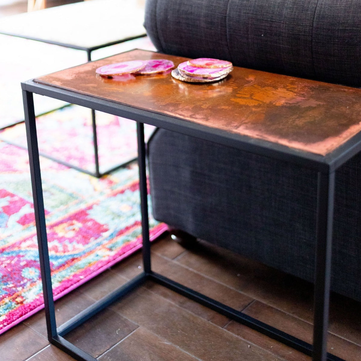 Copper Patina Side Table - Square