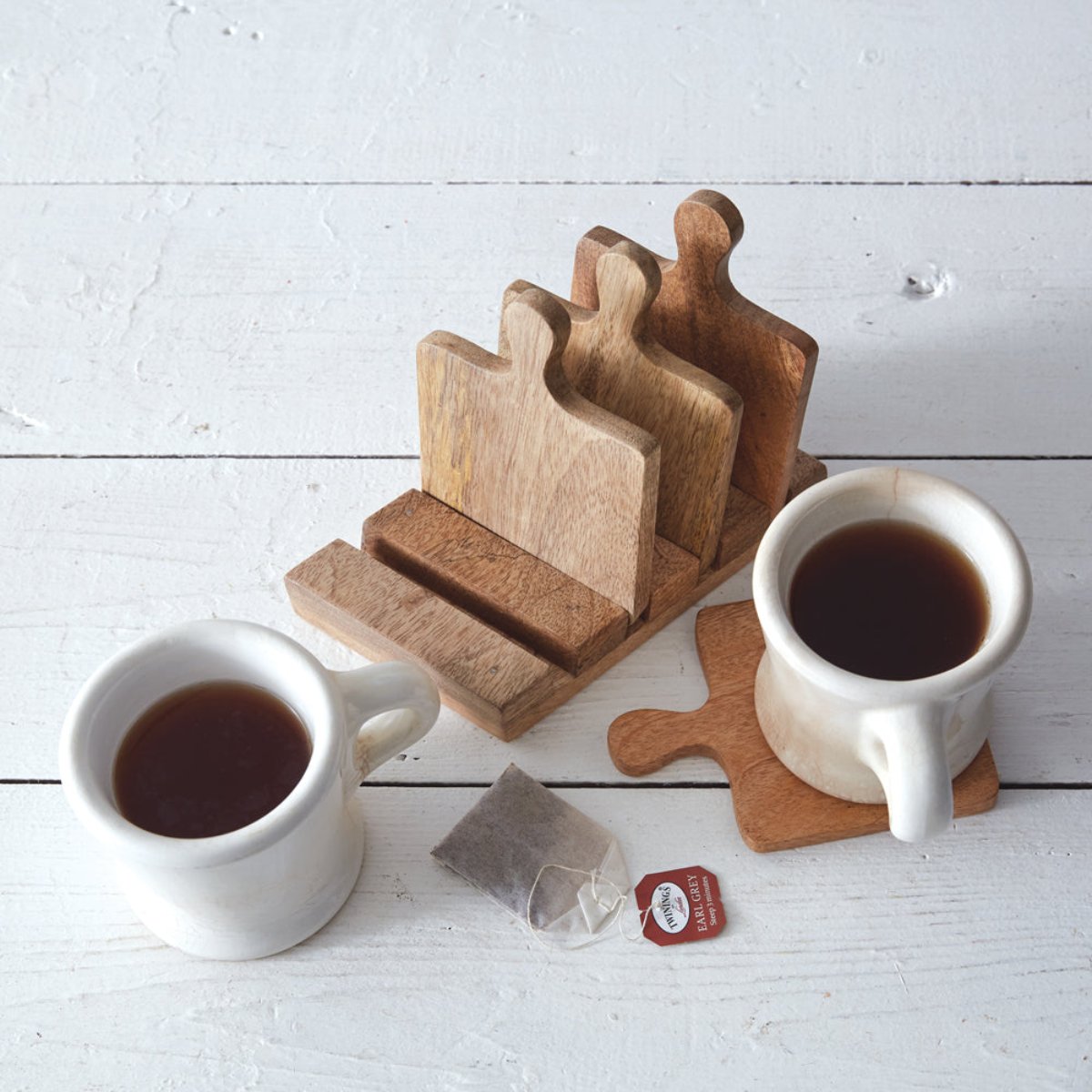 Rustic Cutting Board Coasters with Caddy