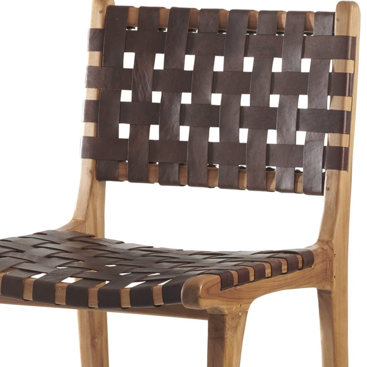 Visby™ Teak/Woven Leather Stool