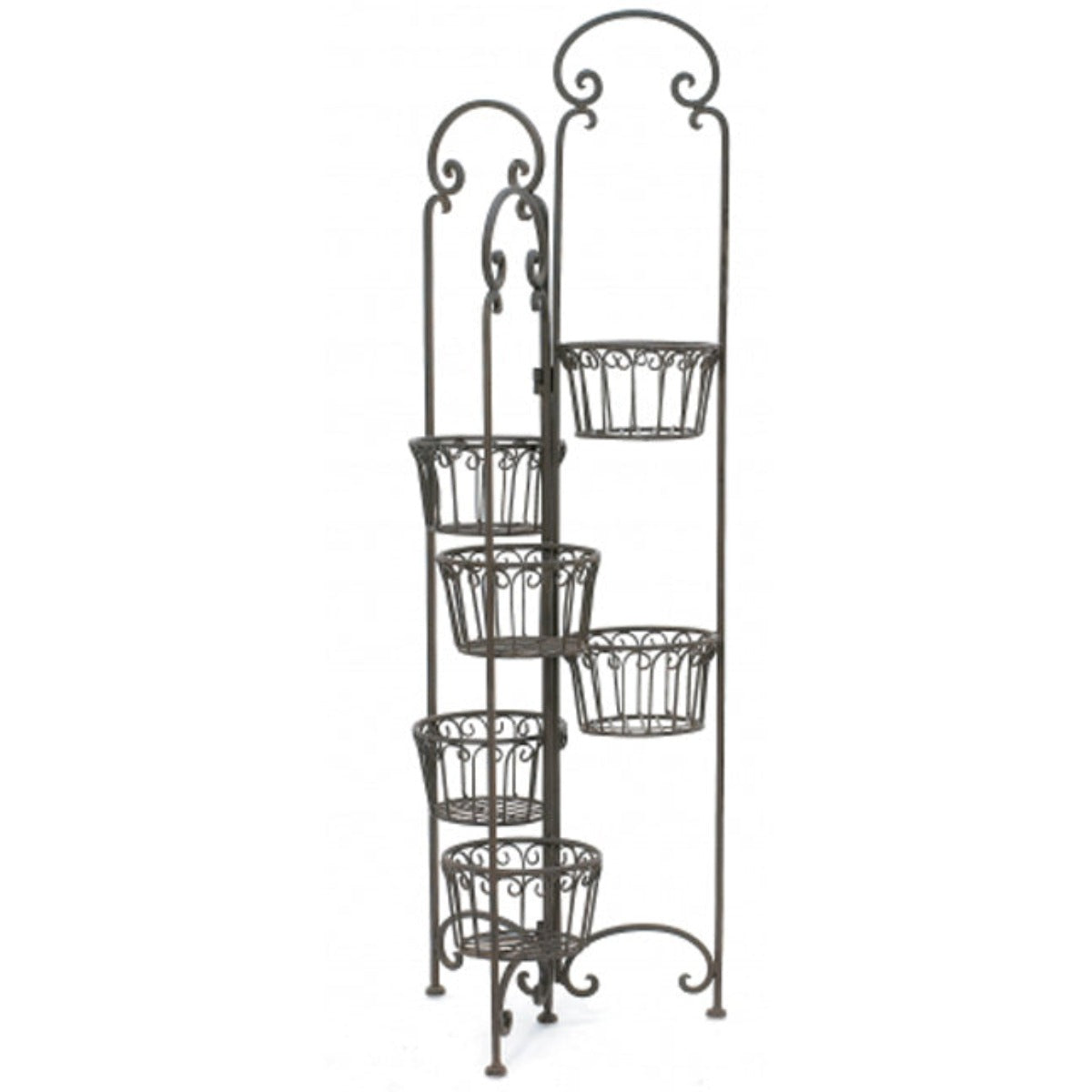 Rustic Cast Iron Folding Plant Stand - Elegant Garden Display 