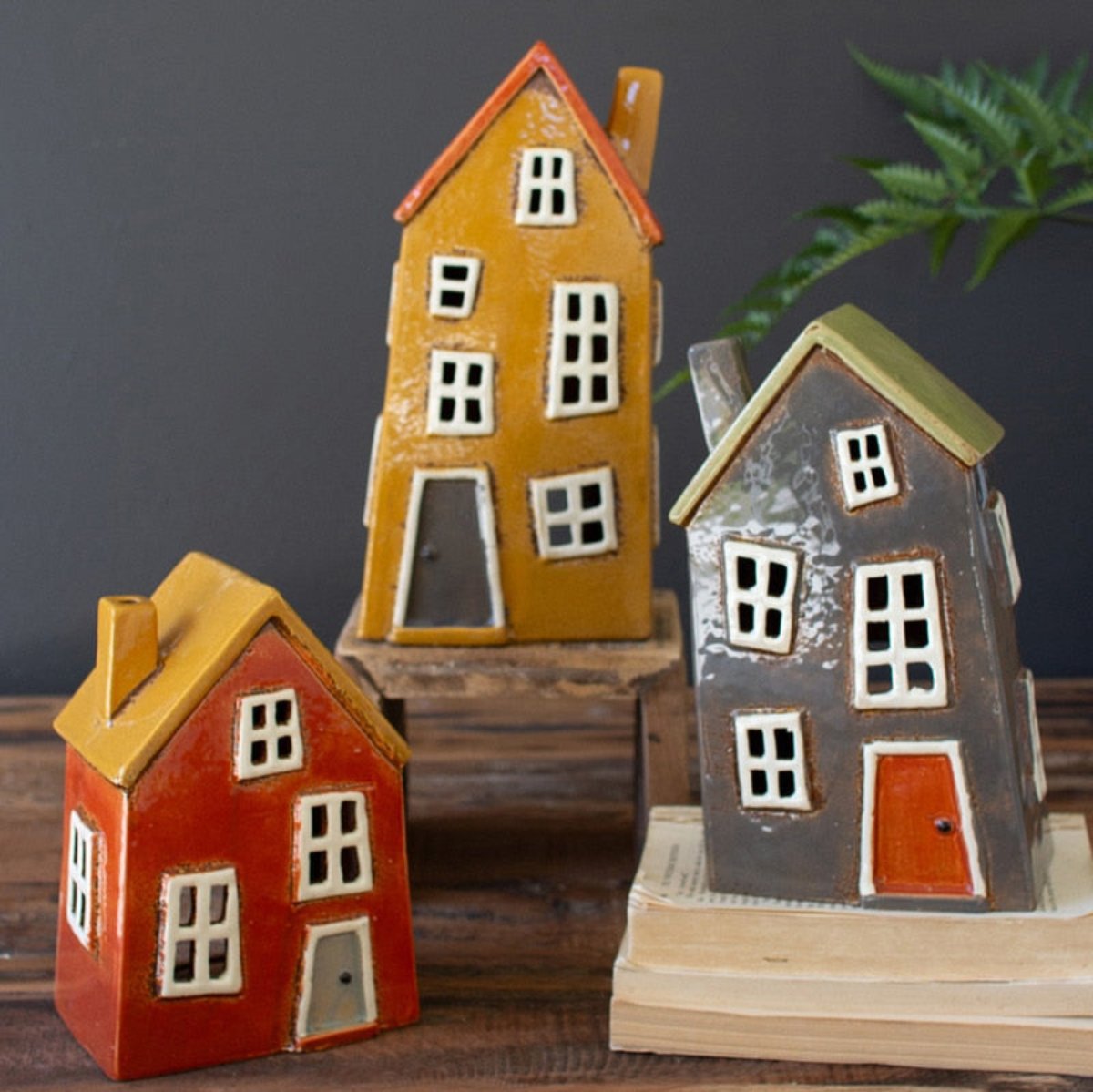 Handmade small ceramic Houses. Pottery village. Home decor.Perfect store gift.