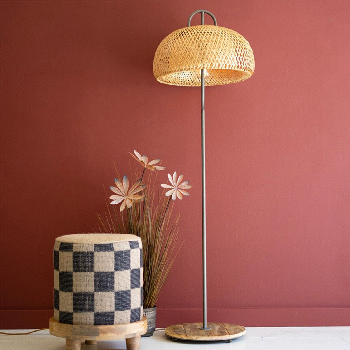 Rustic Cane Floor Lamp