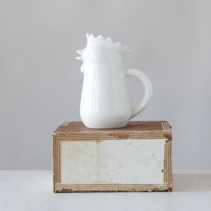 Adorable Chicken-Shaped Stoneware Pitcher