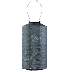 Indoor/Outdoor Cylinder Topaze Lantern - Grey Blue