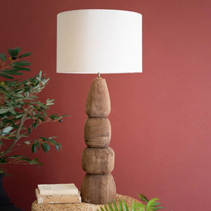 Carved Mango Wood Lamp