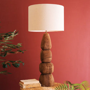 Carved Mango Wood Lamp