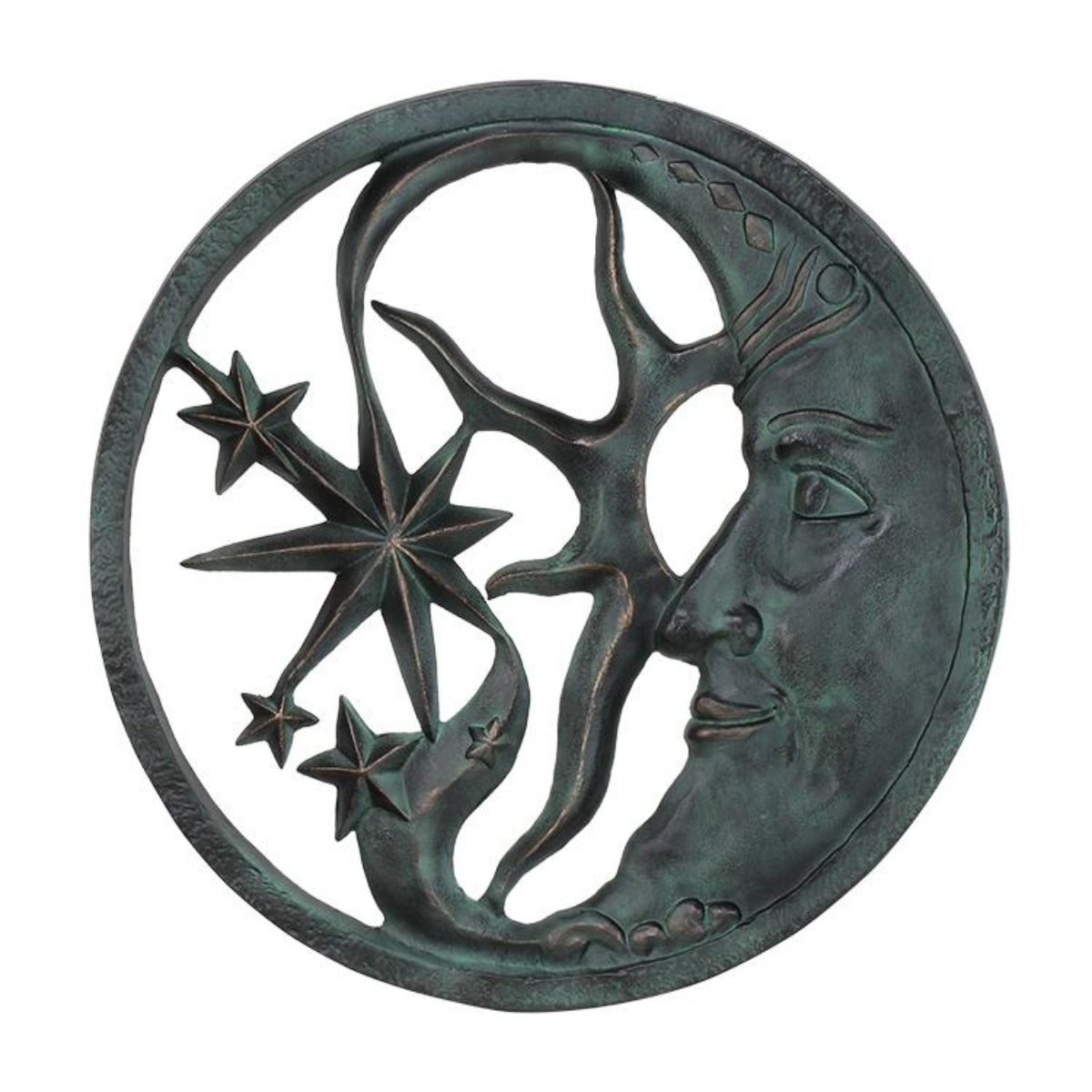 Moon and Star Garden Plaque Iron Accents