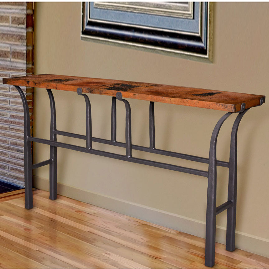 Wood and deals iron sofa table