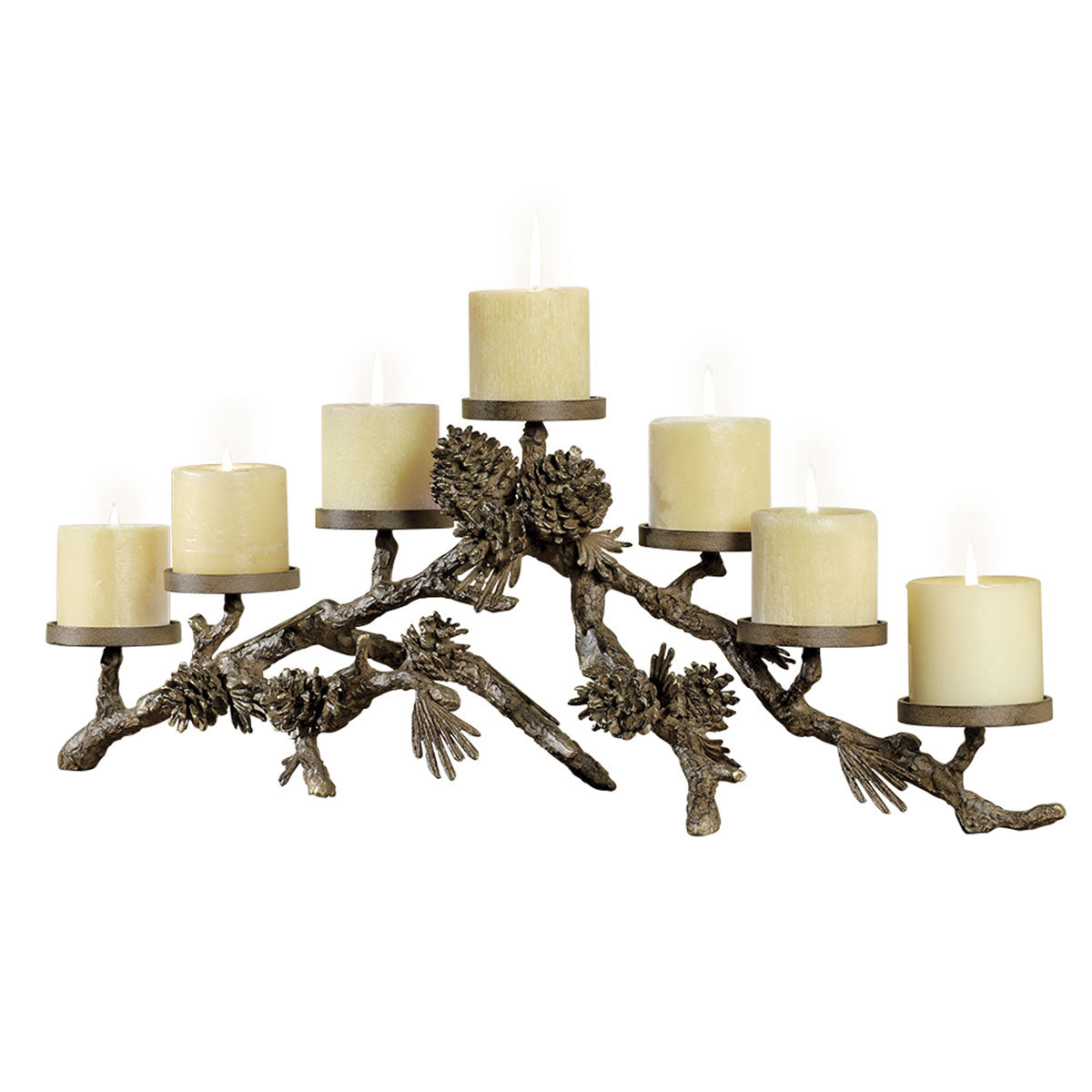 Pinecone Mantel Candle Holder - Iron Accents