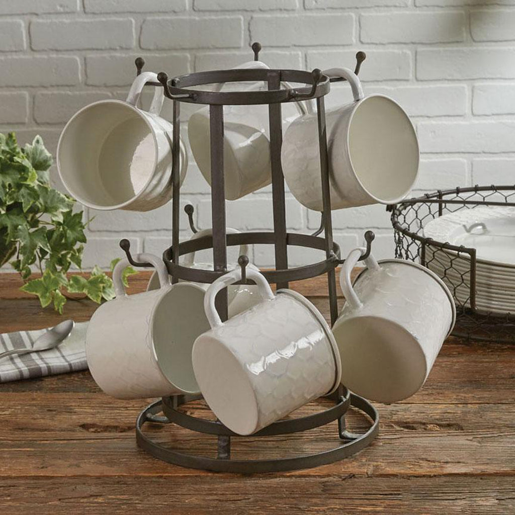 Metal Counter White Mug Rack