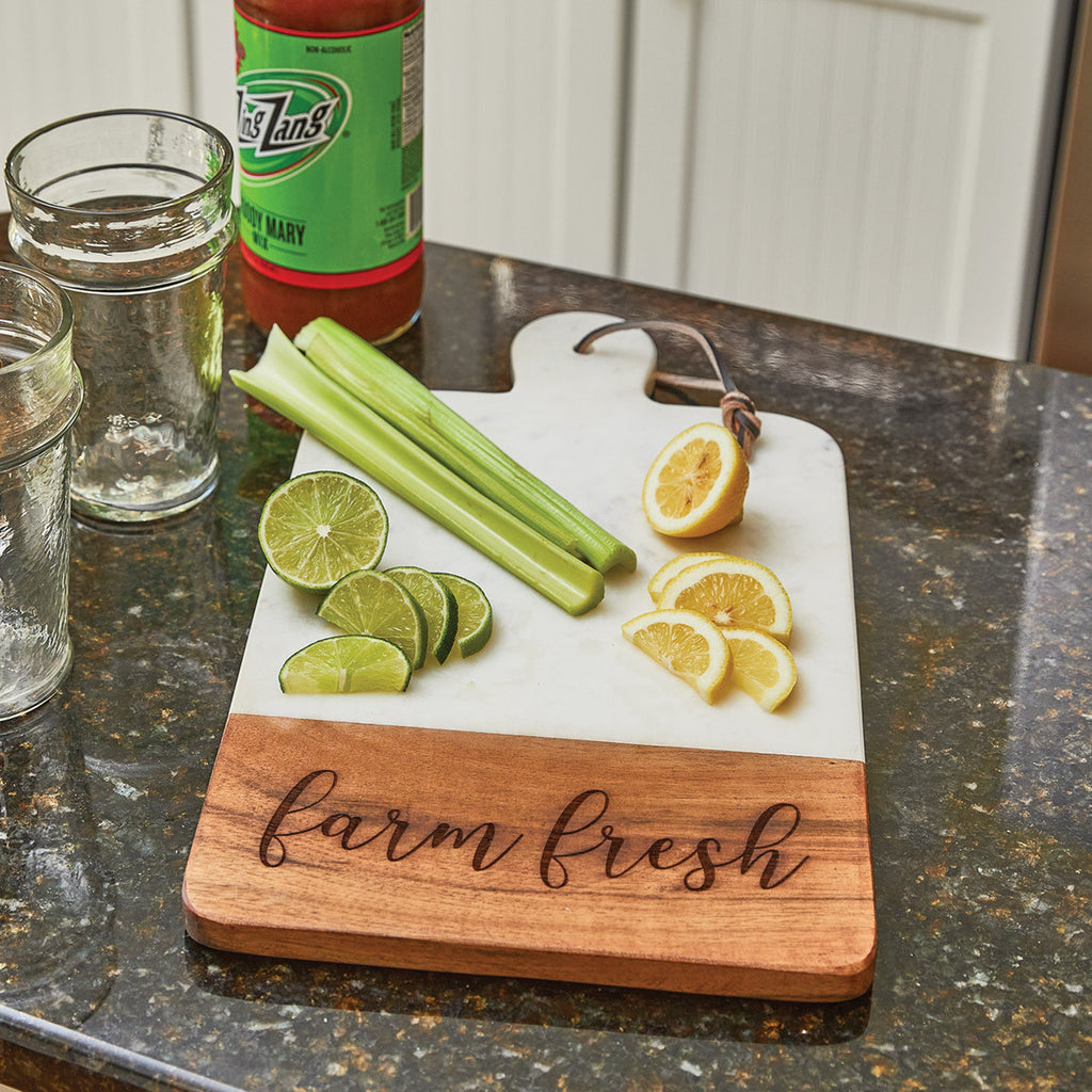 Farmhouse Wooden Cutting Board With Iron Handles