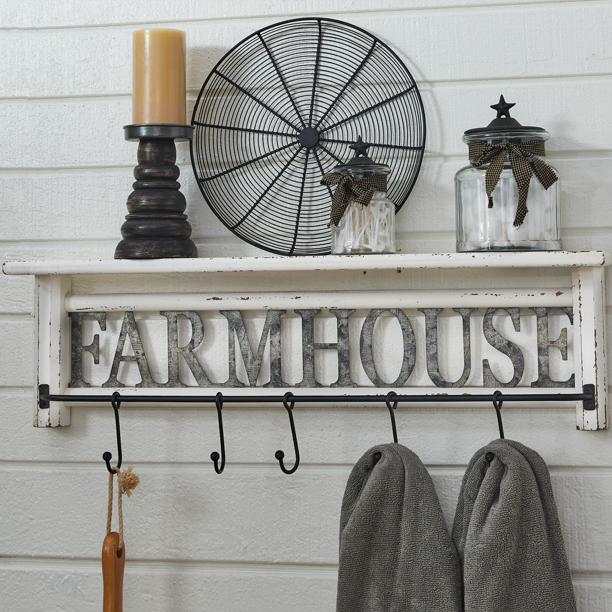 Farmhouse Plate Rack With Hooks