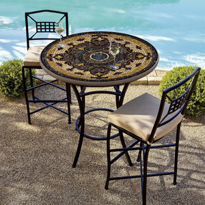 Almirante Mosaic High Dining Table-Iron Accents