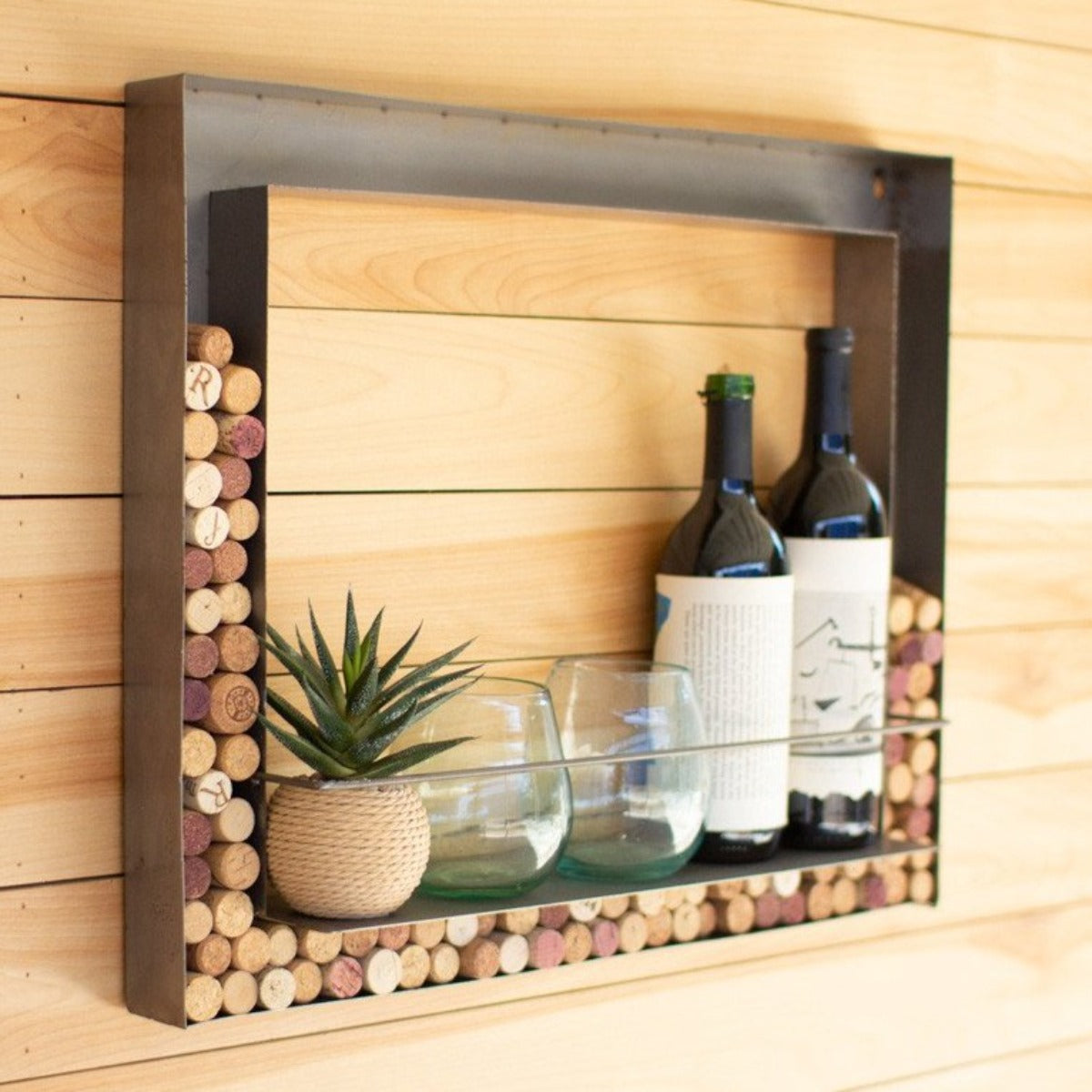 Wall Wine Bar Cork Holder Iron Accents