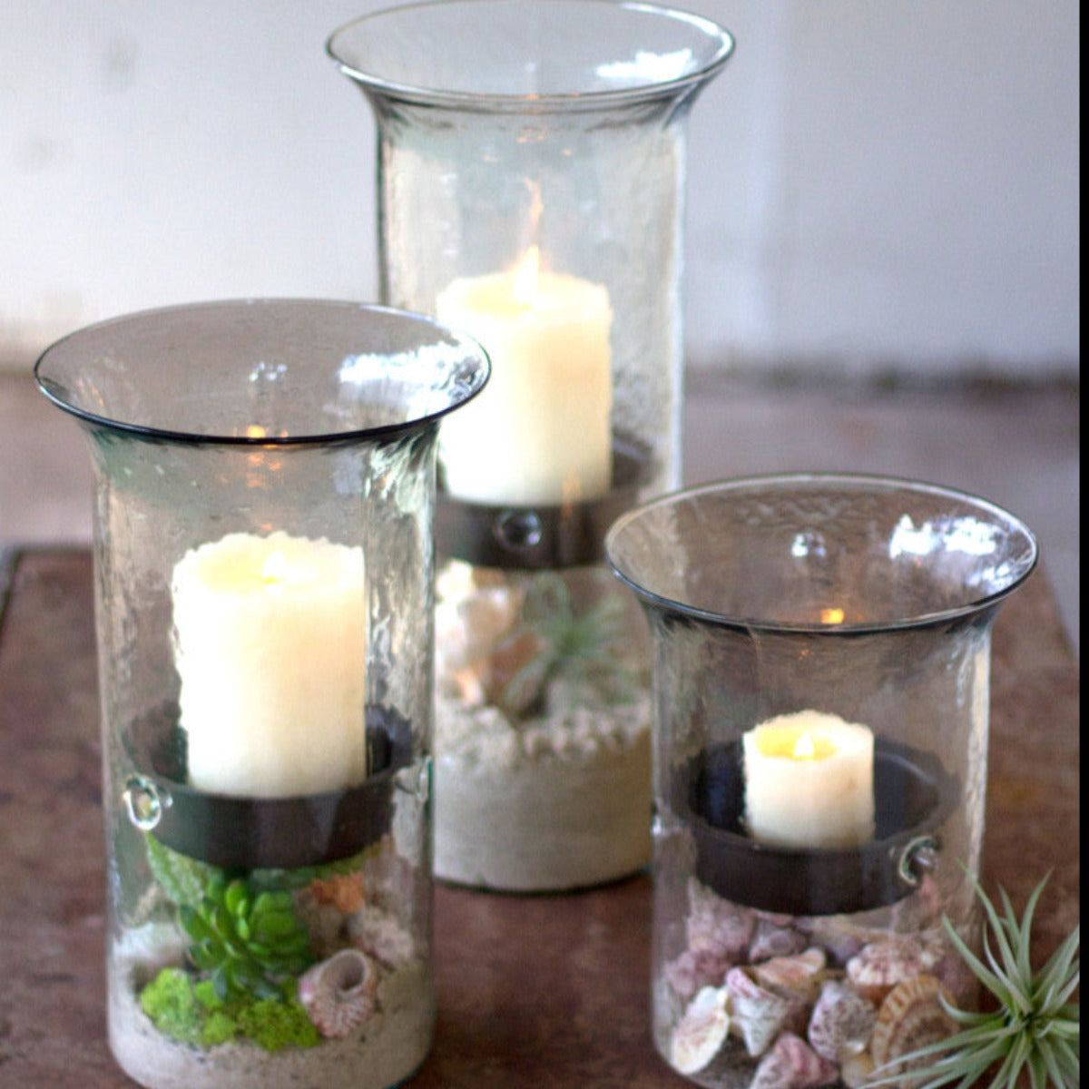 Glass Candle Cylinders w/ Inserts-Lighting | Iron Accents