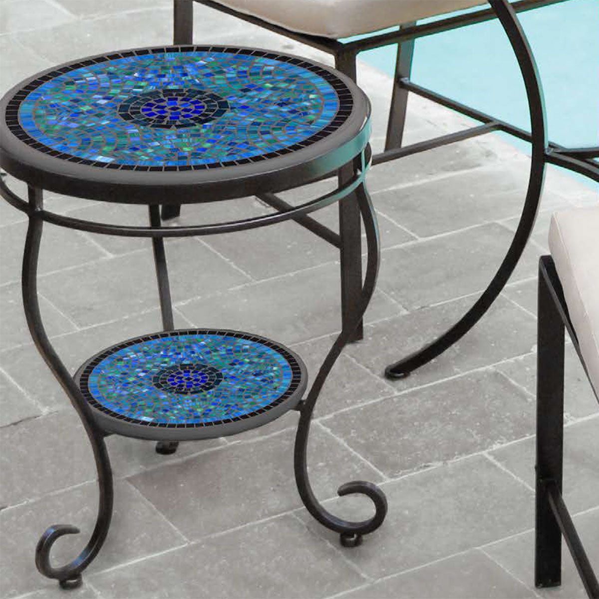 Mosaic tile store outdoor side table