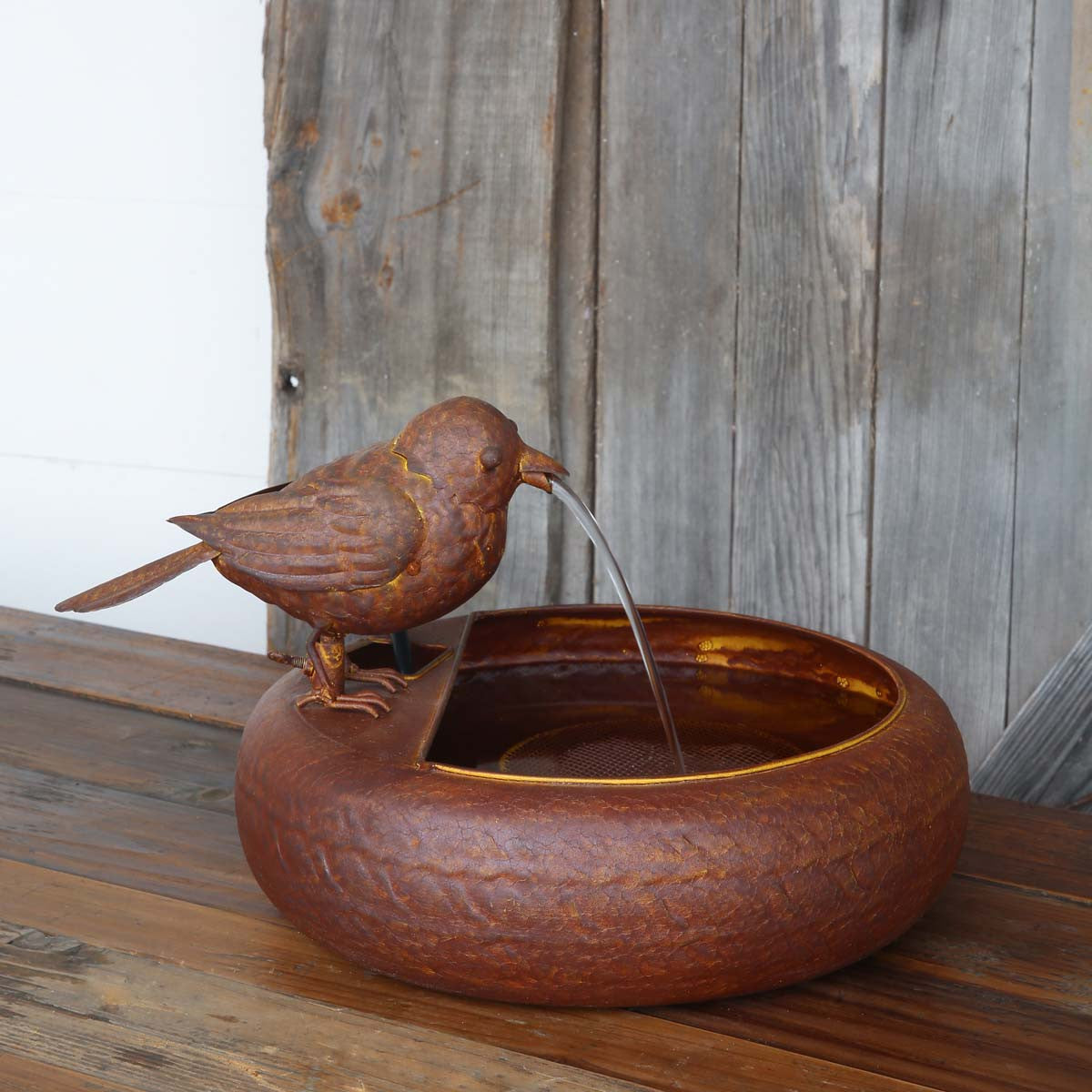 Little Bird Folk Art Fountain-Iron Accents