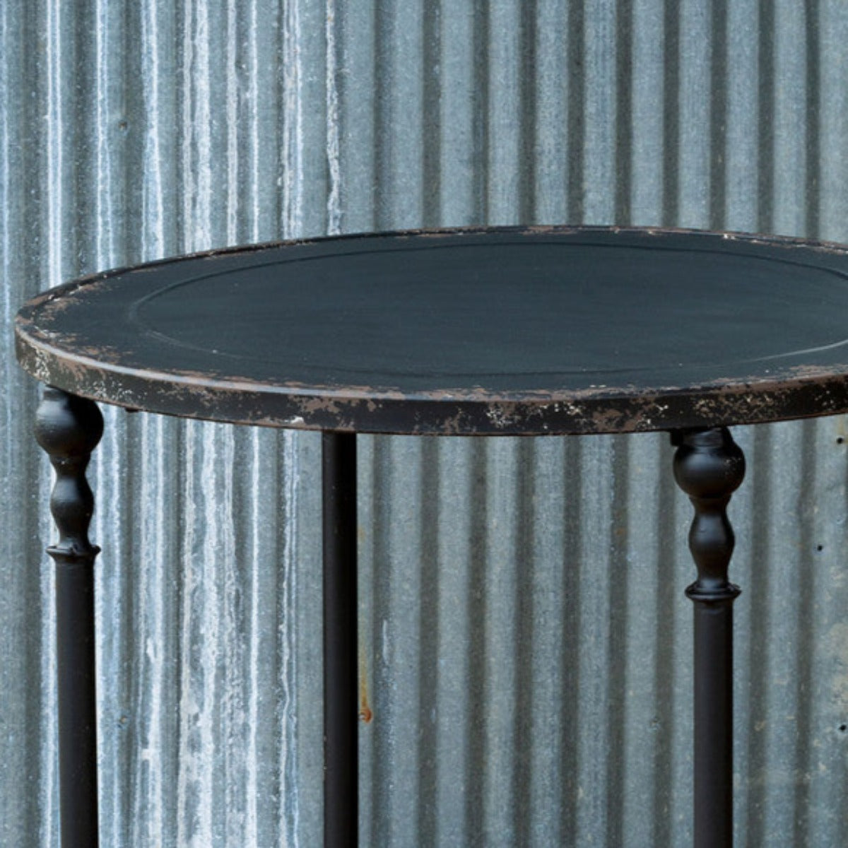 Antique Black Metal Side Table