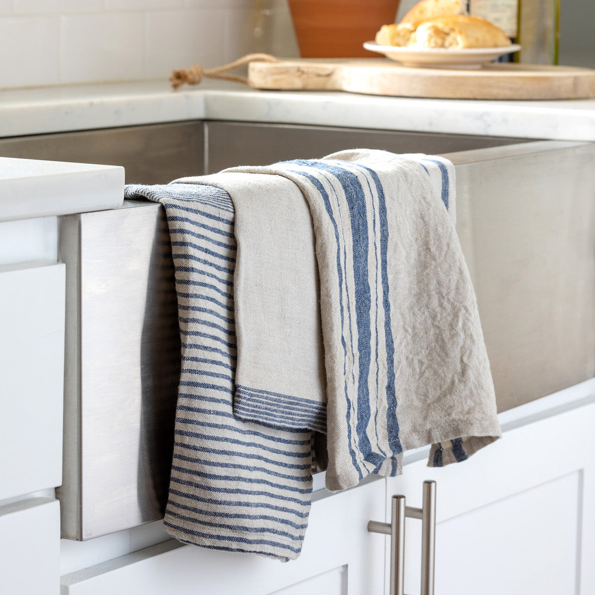 Hand Woven Striped Kitchen Towels | Stormy Blues