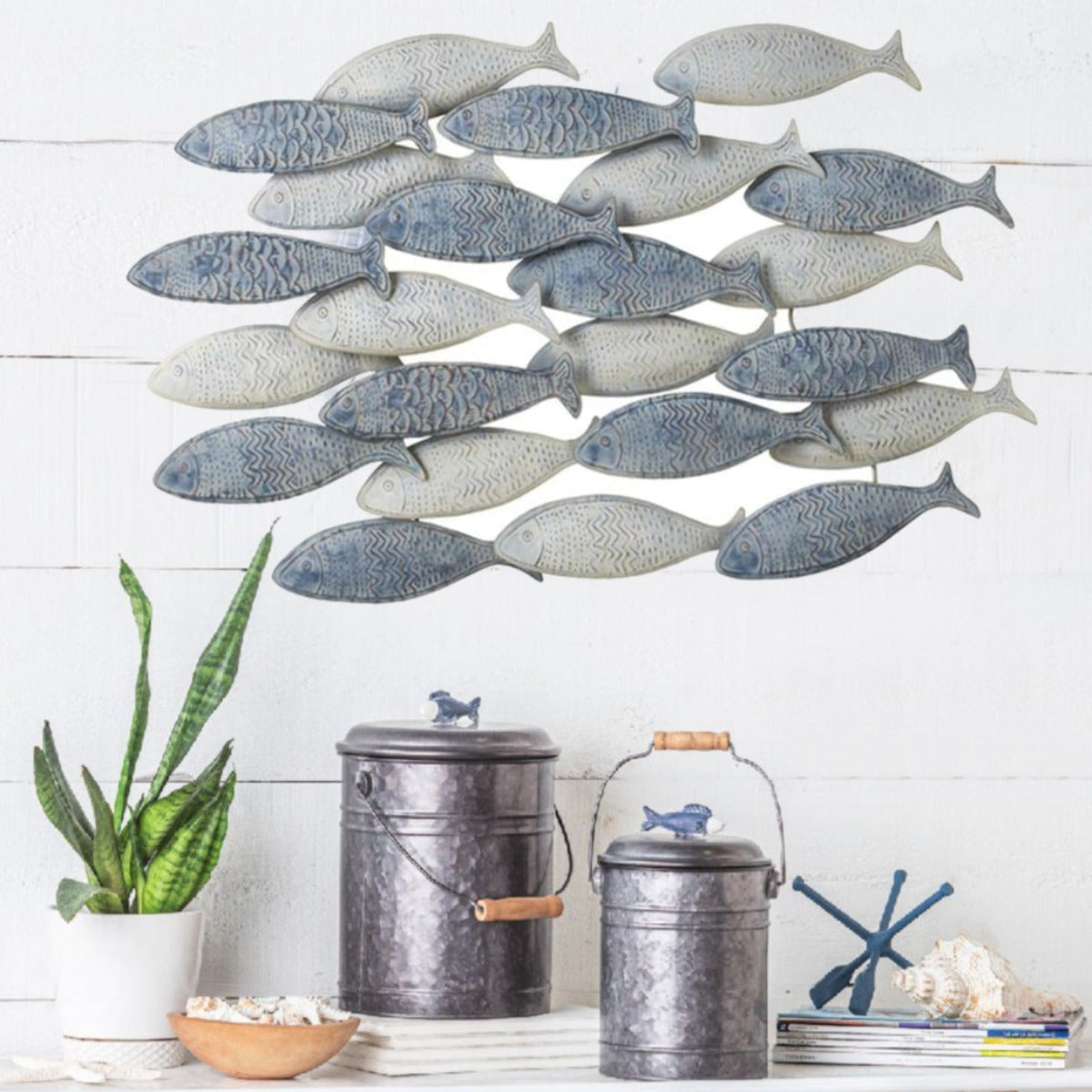 Midwest-CBK Weathered Layered Embossed Fish Wall Decor