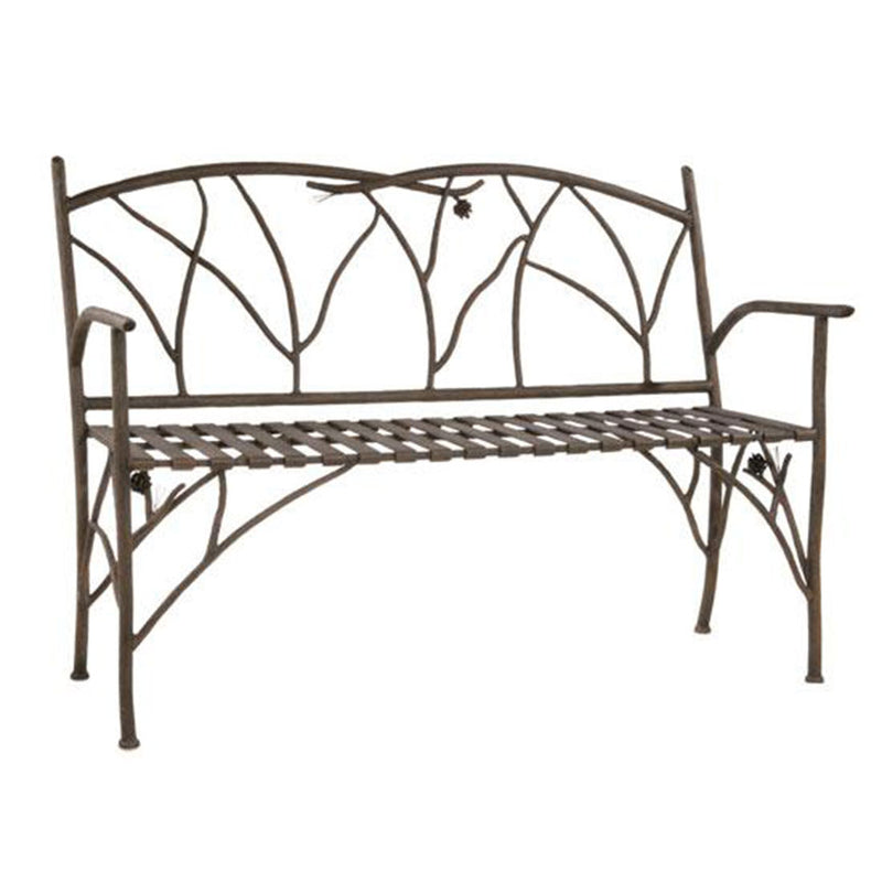 Forged Wrought Iron Bench - Pine - Iron Accents