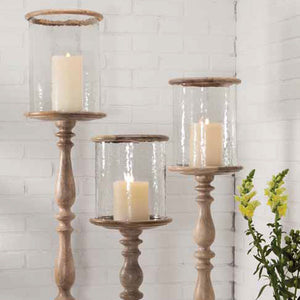 Carved Pillar Hurricanes-Iron Accents