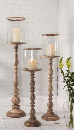 Carved Pillar Hurricanes-Iron Accents