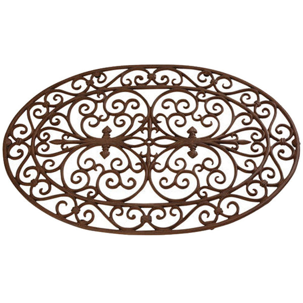 Wrought Iron Oval Door Mat - Iron Accents