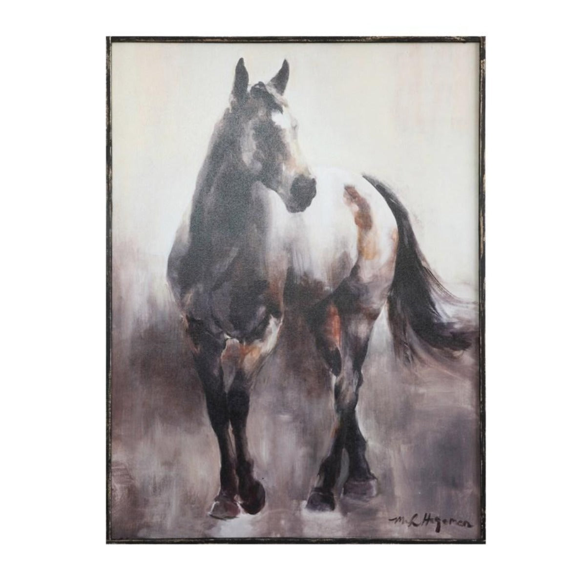 Wood Framed Horse Canvas - Iron Accents