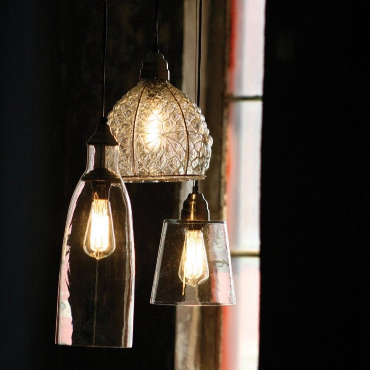 Antique Wood Electric Lantern Lights Table Lamp Vintage Farmhouse