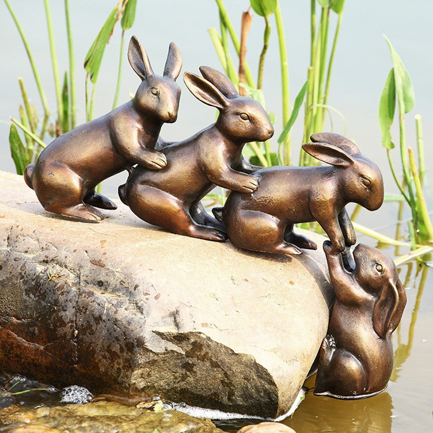 中華のおせち贈り物 Helping Hand 海外限定 うさぎ 庭の彫刻 卓上装飾ギフト用の中国風のウサギの像の彫刻バニーの置物 並行輸入品 