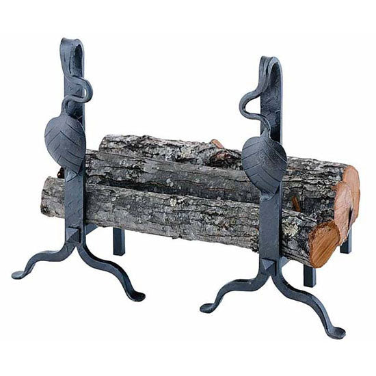 Forged Wrought Iron Andirons - Leaf - Iron Accents