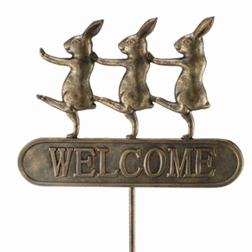 Rustic Wooden Rabbits - Iron Accents