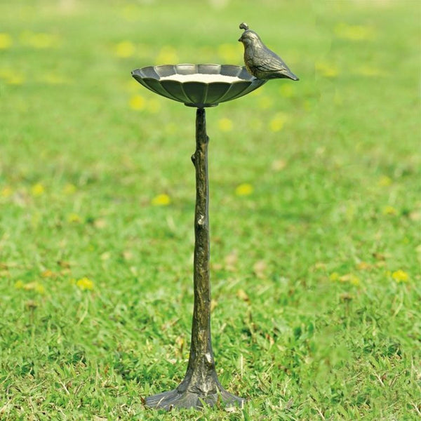 Quail Birdbath / Birdfeeder - Iron Accents