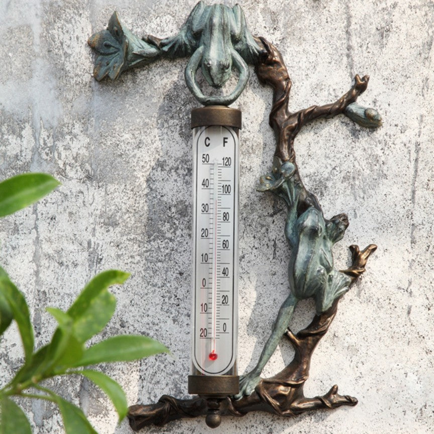Garden Thermometer Stake with Frog – Sunny with Thunderstorms