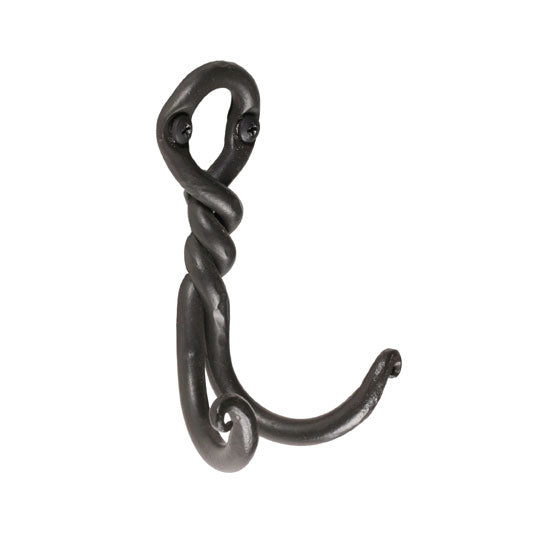 Forged Wrought Iron Double Hook - Twist - Iron Accents